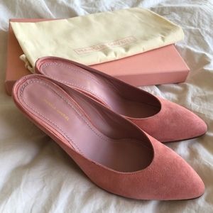 Mansur Gavriel blush suede mule